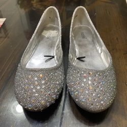 Nicole Silver Flats With Rhinestones