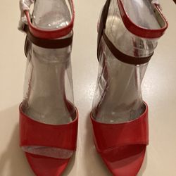 Red And Tan Strap Stylish High Heels