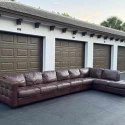 Sofa/Couch Sectional - Brown - Leather - Delivery Available 🚚