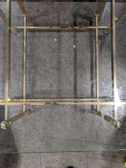 Octagonal Glass Top Coffee Table with Mixed Metal Frame