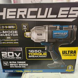 Hercules 20v Cordless 3/4" Ultra Torque Impact Wrench. 