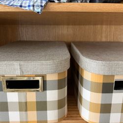 4 Plaid Yellow/green Organizing Boxes