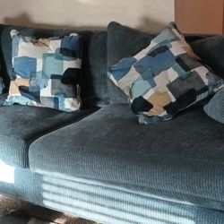 Barely Used Blue Corduroy Couch