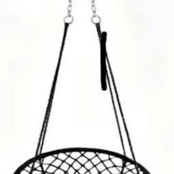 Black Macrame Hanging Swing Chair w/ Cushion & Hardware Kit