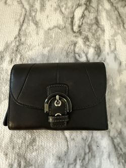 Coach Buckle Black Leather Wallet With Back Pocket