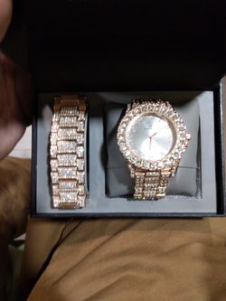 Iced Out Charles Reymond Watch Set Color Rose Gold