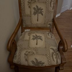 Chairs- Wood And Palm Cloth Design -Palm Trees