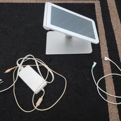 Clover POS terminal, data cord and power adapter 