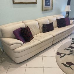 Cream Leather Couch