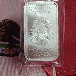 1oz Silver Bar Mexico theme. 999 fine silver