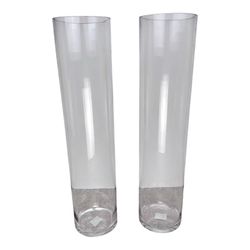 26” Tall Glass Cylinder Floor Vases set of 2