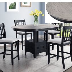 5pc Set Wood Oval Counter Height 