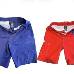 Boys swim trunks, swim wear, Large (size 10-14), Nautica, Red and blue, 2 pairs
