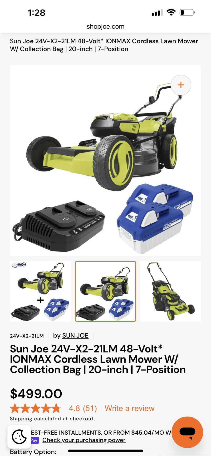 New!! Sunjoe Lawn Mover