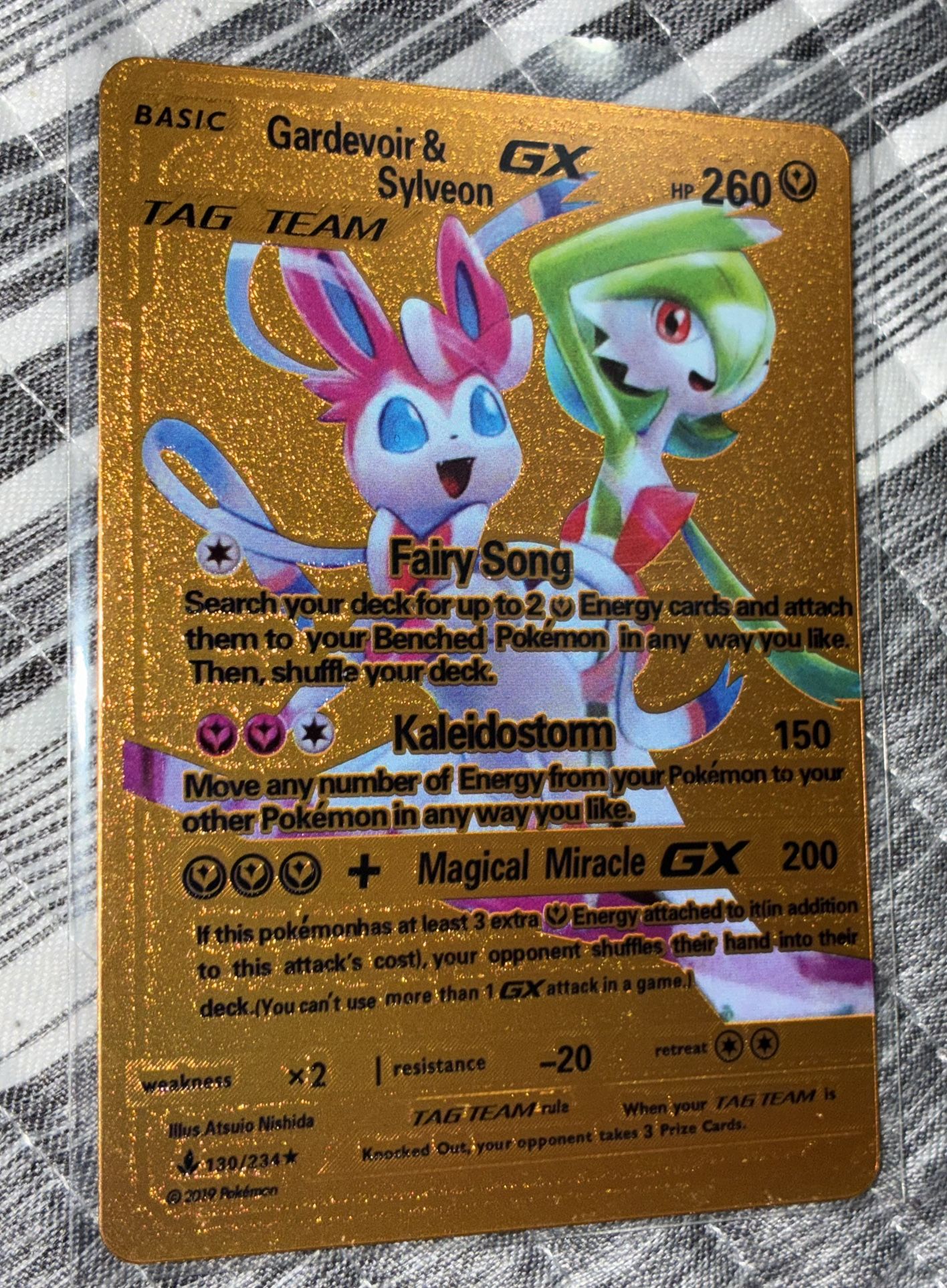 Pokémon Gardevoir & Sylveon GX Bronze Foil Fan Art Collector Card TCG