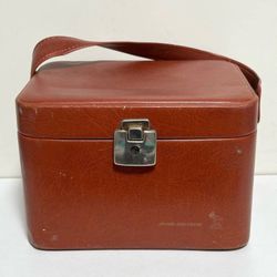 Vintage Leather Makeup Train Travel Case