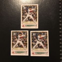 Alek Thomas - Arizona Diamondbacks - Holiday Edition Rookie Card Lot - Base - Short Print Santa Belt - Short Print Candy Cane Bat 
