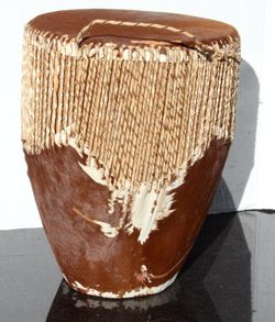 Vintage Mid-Century Ugandan Baganda Tribal Embuutu Dual-Hide Drum