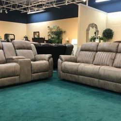 Double Reclining Sofa and Loveseat 