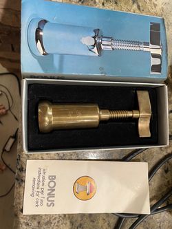 Vintage BONUS Solid Brass Italian Corkscrew Wine Bottle Opener Bar Tool