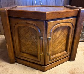 Vintage 1970s Hexagon End Table / Accent Cabinet