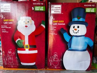 Home Accents Holiday 9 ft Inflatable Santa & Snowman Set