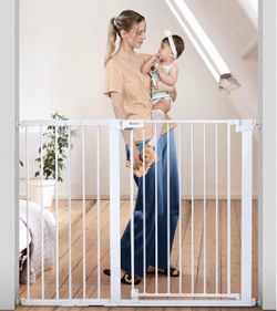 COMOMY 36" Extra Tall Baby Gate for Stairs Doorways, Fits Openings 29.5" to 48.8" Wide, Auto Close Extra Wide Dog Gate for House, Pressure Mounted Eas