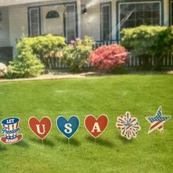 Patriotic Staked Yard Decoration Signs 
