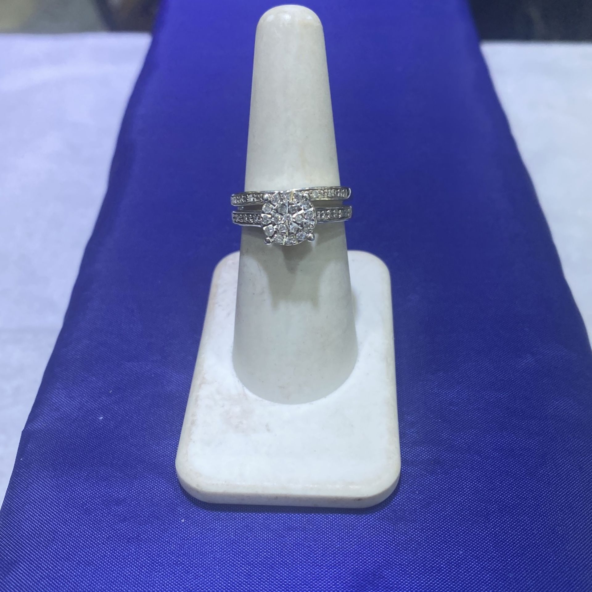 Sterling Silver Ring W/Diamonds