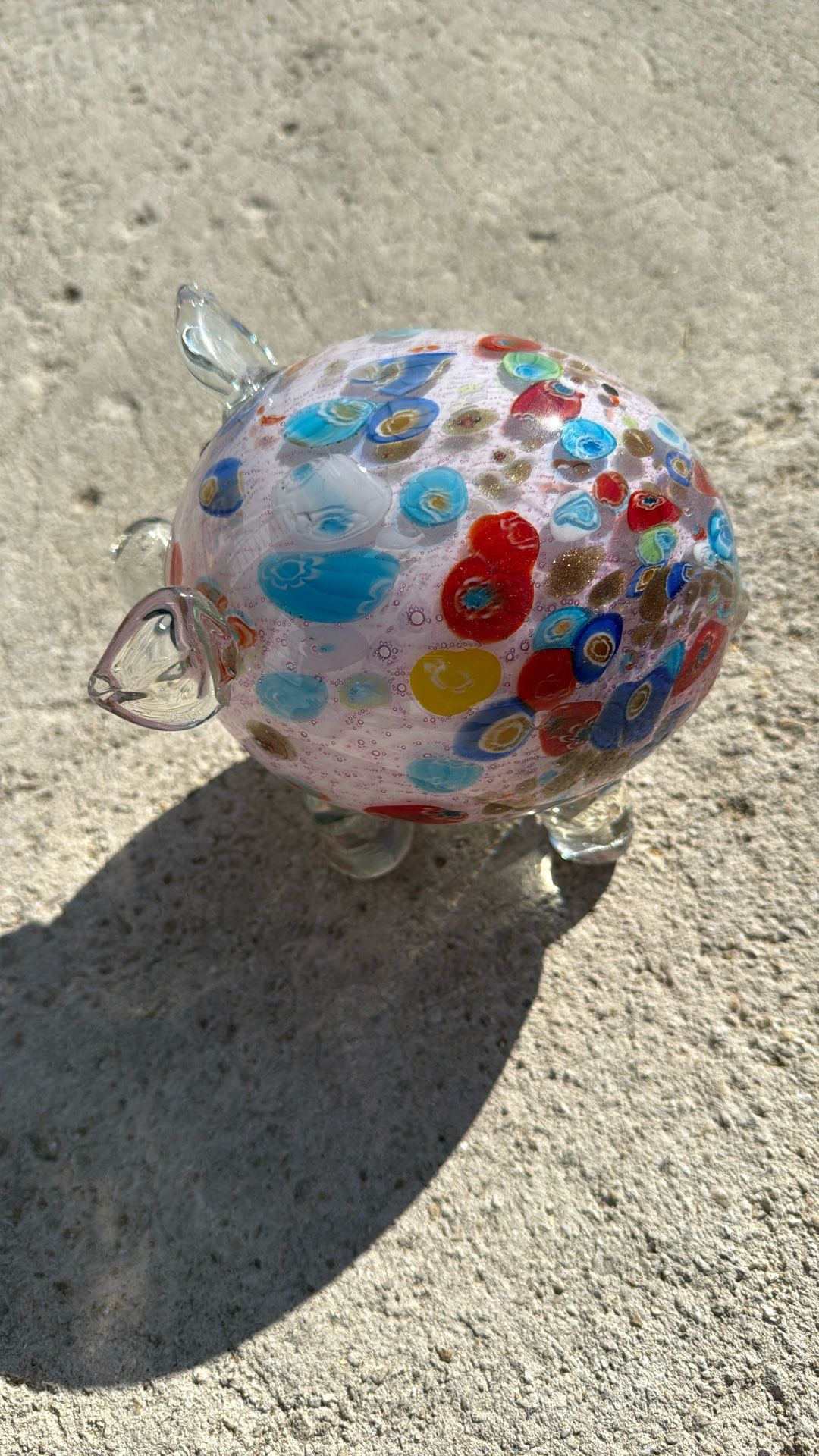 Cute Piggy Glass Statue 