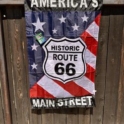 Summer Flags Double Sided Route 66 Pow Parrot Flag