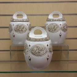 3pc kitchen canister / storage container / Jar set ( NEW ) ceramic. coffee, tea, sugar