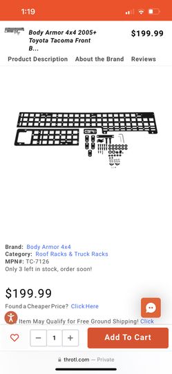 05+ Toyota Tacoma Front Bed Rack Bodyarmor4x4