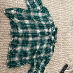 Collared Plaid Flannel Shirt with buttons