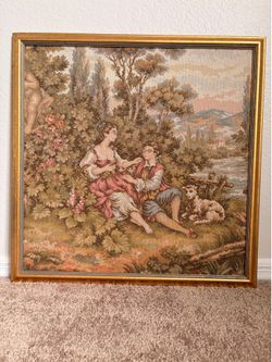 Vintage French Gorot Woven Tapestry – Made in France – Framed
