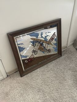 Vintage WW1 British Ace William Barker Plane Mirror UK Aviation Bar Pub Sign