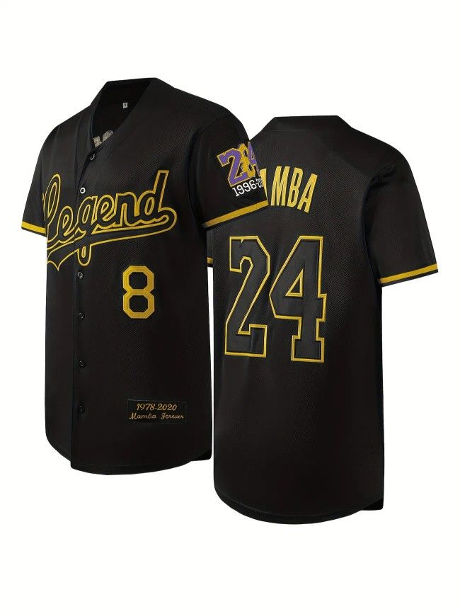 Kobe Bryant #8 #24 ‐ Black Mamba Button Up Tribute Jersey Multiple