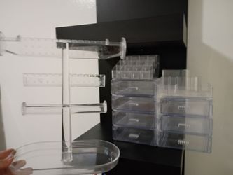 Clear Acrylic Jewelry and Makeup Organizer Set
