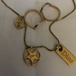 Original Christina Dior 18k Gold Plated Chain Set With Three Rings