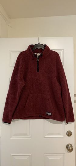 PINK Maroon Quarter Zip Furry Fleece