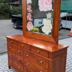 Solid mango tree wooden dresser with a mirror