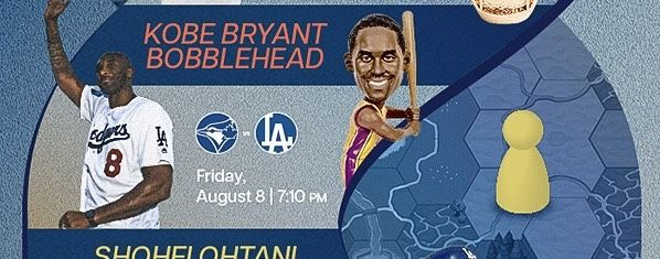 Dodgers Vs Bluejays August 8 Kobe Bryant Bobblehead Night