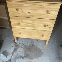 Solid Light pine three drawer tall chest