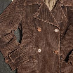 Vintage Brown Corduroy Fleece Lined Coat size S