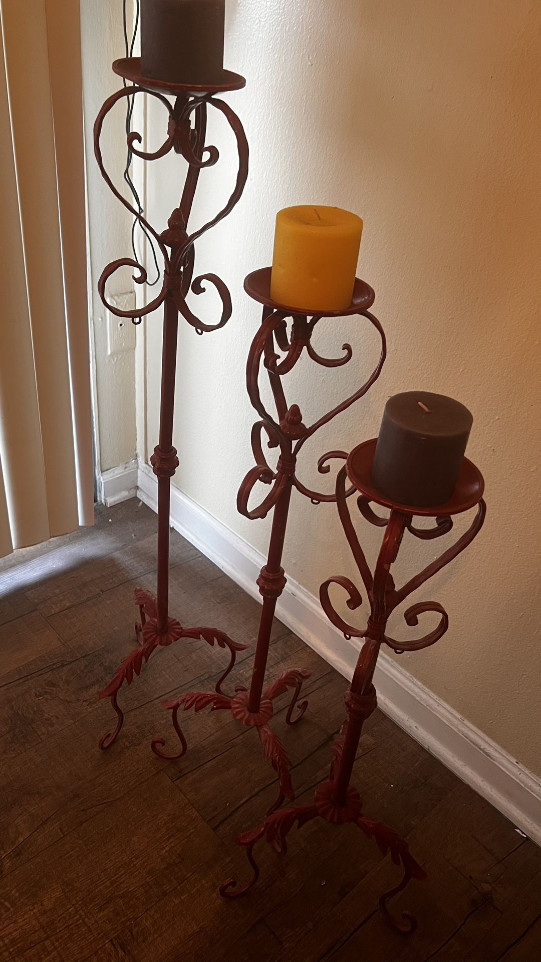 Cranberry Floor Candle Holders