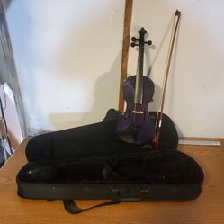 Mendini By Cecilio Beginners Violin For Kids & Adults, 1/2 MV Metallic - Purple