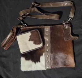 Price Is Firm New Real Cowhide Brown Purse Bundle