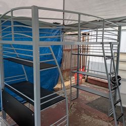 Loft Twin Bed Frame with Desk and Shelving 