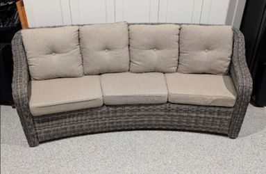 Curved Outdoor Wicker Patio Sofa