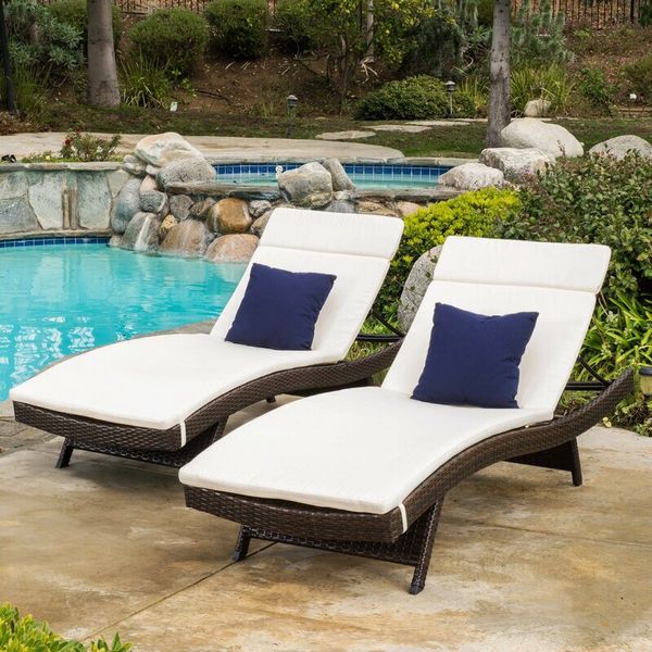 ⛱Tallulah Down Indoor/Outdoor Chaise Lounge Cushion with Chair (Set of